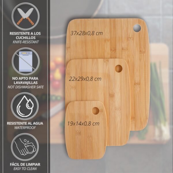 PACK DE 3 SARTENES Ø20/24 y 28 cms + SET DE 3 TABLAS DE BAMBÚ PARA TU COCINA - Imagen 4