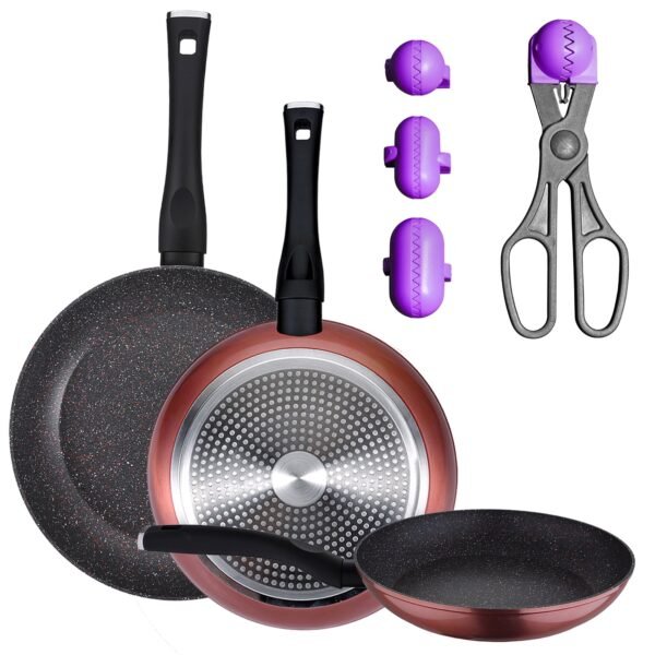 PACK DE 3 SARTENES Ø20/24 y 28 cms + UTENSILIO MULTIUSOS LA CROQUETERA CON 4 MOLDES