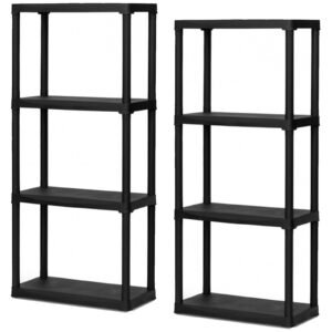 Set de 2x Estanterías modulares con 4 baldas de plástico.