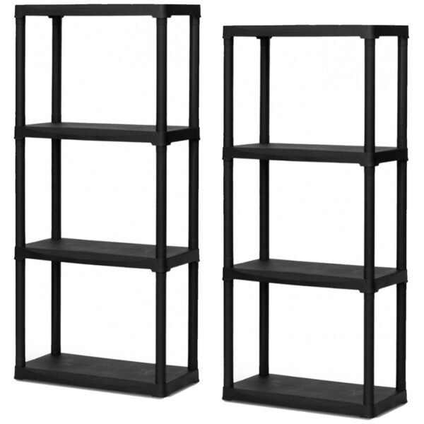Set de 2x Estanterías modulares con 4 baldas de plástico.