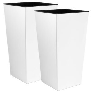 2 unidades de macetero zanvic urbi 26,6 litros de plástico fower pot con interior liner 27 x 27 x 50 cm blanco