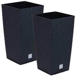 2 unidades de maceta rato de 26,6 litros con inserto 26,5 x 26,5 x 50 cm en color antracita