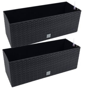 2 unidades de jardinera rectangular 17 litros con autorriego color antracita 52 x 20 x 19 cm