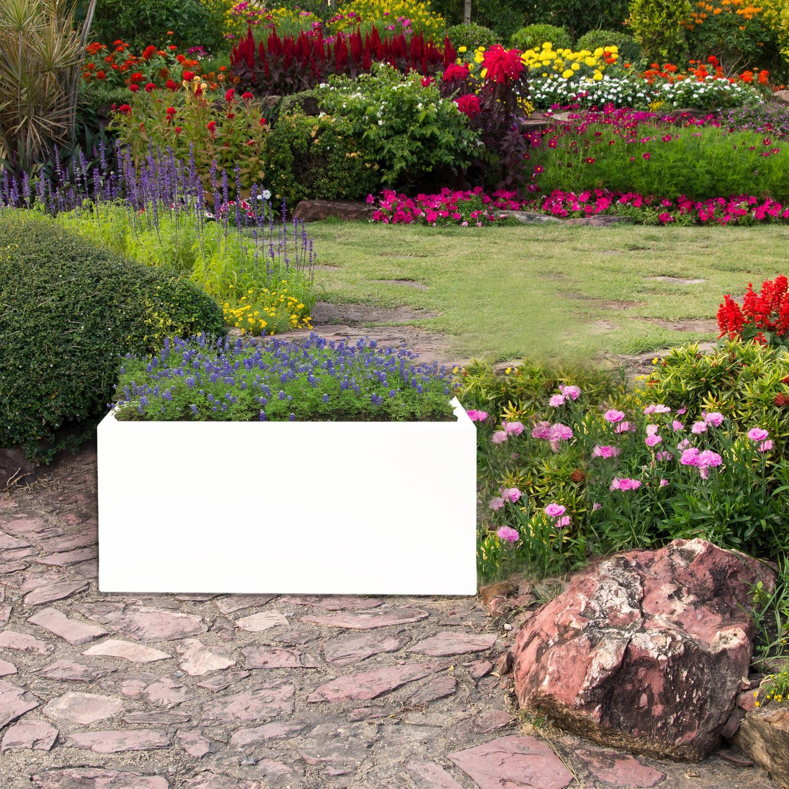 MACETERO DE POLIETILENO BLANCO 60x20x20 CM - Imagen 4