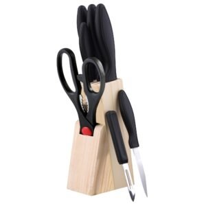 SET 8PCS (5 CUCH+TIJERAS+PELADOR+TACOMA) ACERO INOXIDABLE DRESDE.
