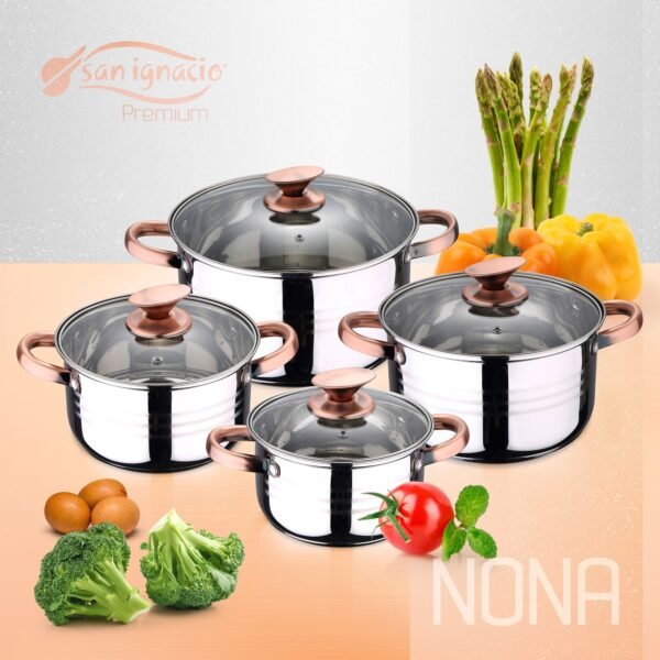 Bateria 8pc acero inoxidable apta para inducción Colección San Ignacio PremiuNONA - Imagen 2
