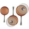 Set 5pc sartenes Ø20Ø24Ø28 (con tapa) aluminio prensado inducción Optimum Copper - Imagen 2