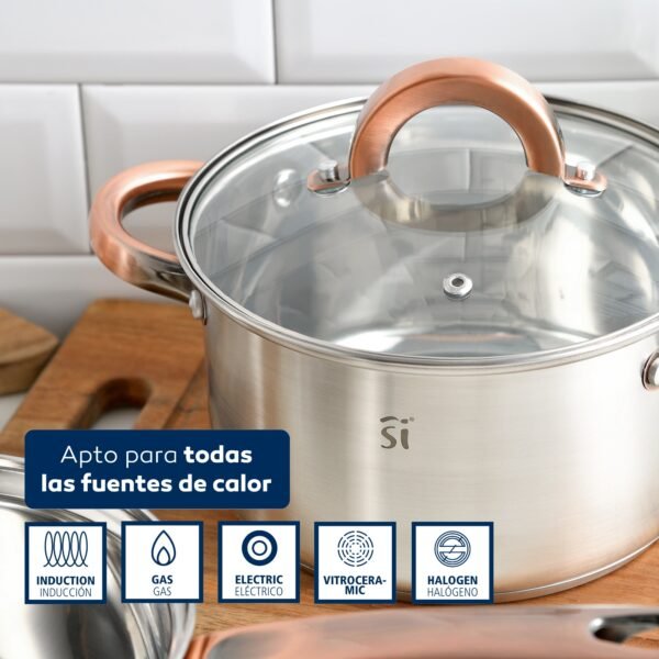 Bateria 5pc acero inoxidable Ø16Ø18Ø20, aptas para inducción, colección Onil - Imagen 3
