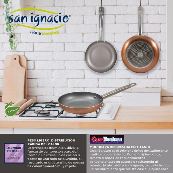Set 3pc sarten (18,22,26cm) aluminio prensado, aptas para inducción, Optimum Plus - Imagen 3