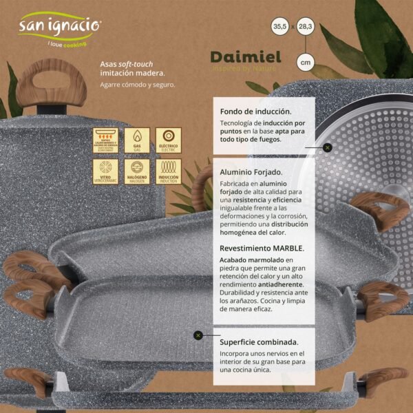 Asador 35.5x28.3cm aluminio forjado, apta para inducción, colección Daimiel - Imagen 2