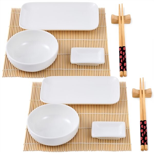 Set sushi de 12 piezas (porcelana + bambu + madera) Bergner colección Foodies