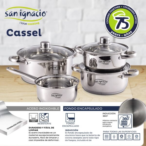 Bateria 7pc acero inox ind cassel sg - Imagen 3