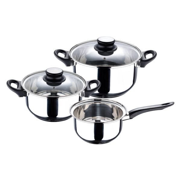 Bateria de cocina 5 piezas San Ignacio Palma de acero inoxidable apta para induccion