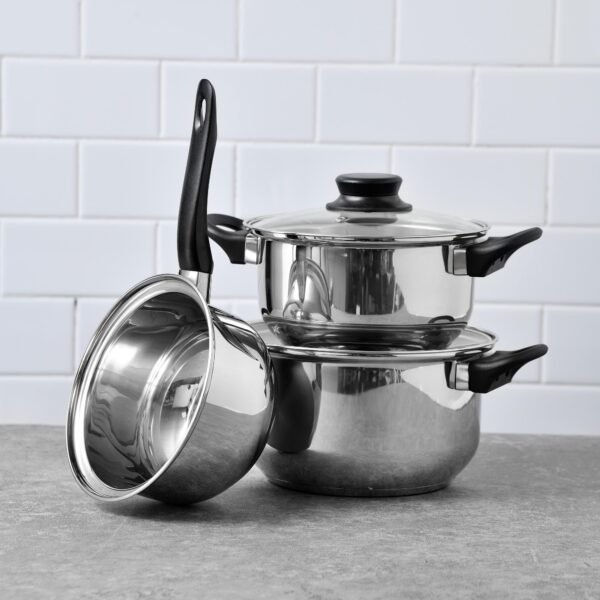 Bateria de cocina 5 piezas San Ignacio Palma de acero inoxidable apta para induccion - Imagen 2