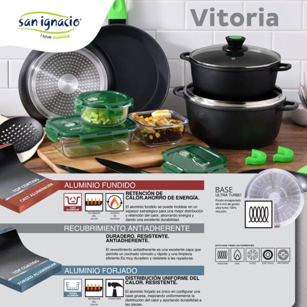 Sarten 28 x 5,4 cm San Ignacio Vitoria de aluminio forjado en color negro apta para induccion - Imagen 3