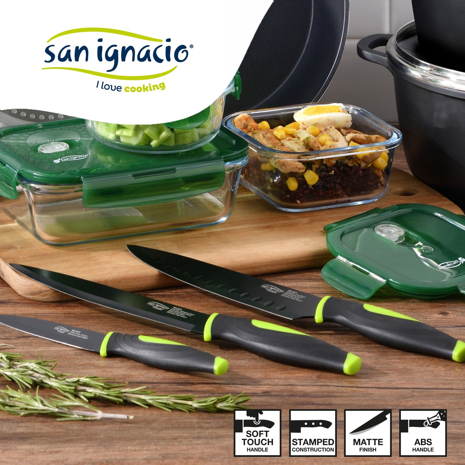 Set 5 cuchillos San Ignacio Vitoria de acero inoxidable en color negro - Imagen 3