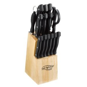 Juego de cuchillos, 15 piezas, en acero inoxidable