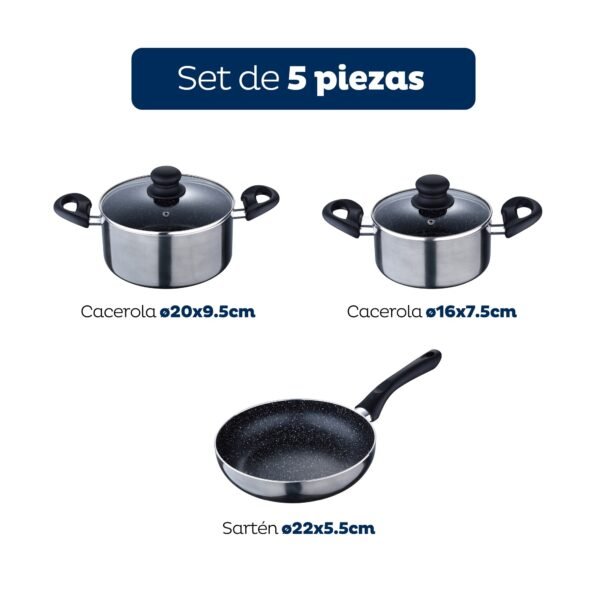 Bateria 5pc aluminio prensado ind soria - Imagen 2