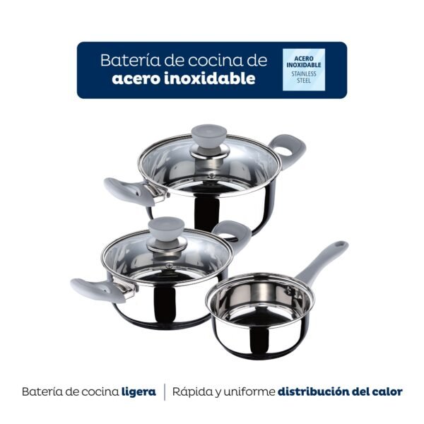 Set 5pc bateria cocina acero inox ind gris alexia - Imagen 4