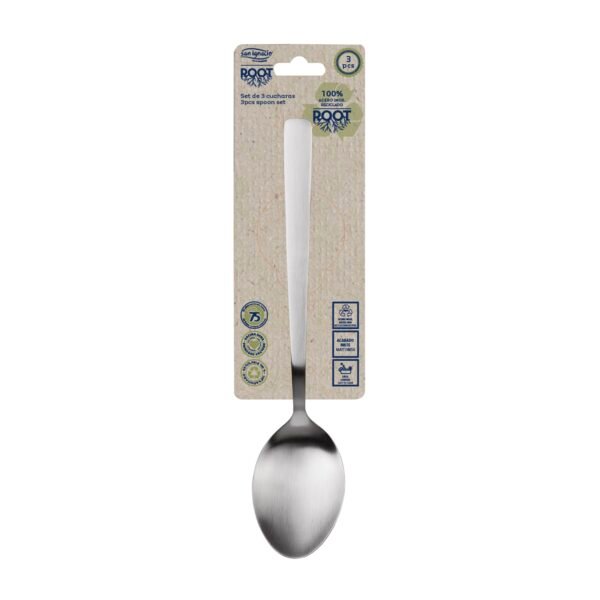 Set 3pc cuchara acero inox reciclado mate root - Imagen 2