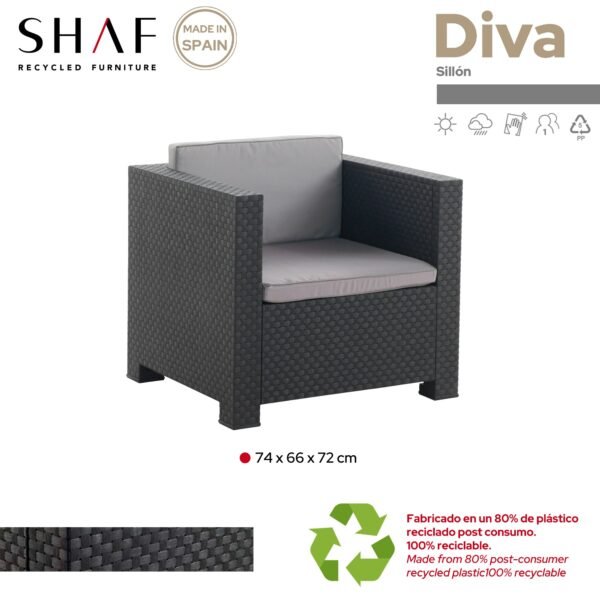 Sillón individual de jardín diva grafito - Imagen 3