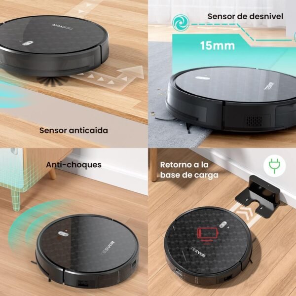 Robot aspirador Tesvor M1 Pro con 4000 Pa de potencia, robot aspirador inalámbrico con mapa de la habitación en tiempo real, optimizado para el pelo - Imagen 4