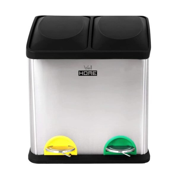Cubo de reciclaje ecológico 16 litros de 2 compartimentos, reciclaje de basura / cubos de reciclaje, Gran Capacidad, para Papel, Vidrio y Plástico, Id