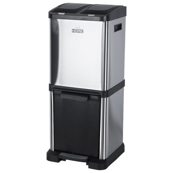 Cubo de reciclaje ecológico 32 litros de 3 compartimentos (2 de 8 L + 1 de 16 L), reciclaje de basura / cubos de reciclaje, Gran Capacidad, para Papel