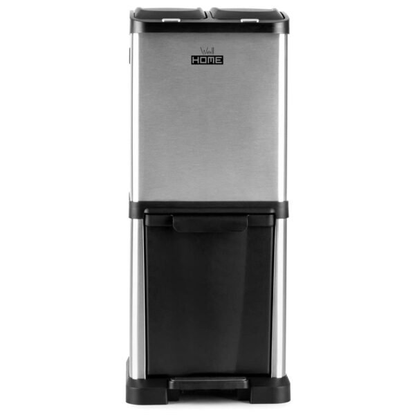 Cubo de reciclaje ecológico 32 litros de 3 compartimentos (2 de 8 L + 1 de 16 L), reciclaje de basura / cubos de reciclaje, Gran Capacidad, para Papel - Imagen 2