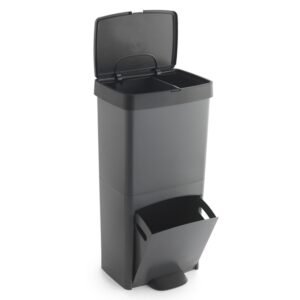 Cubo de basura 70L, VERTICAL, 2 compartimentos, papelera residuos, 76 cm, fácil gestión