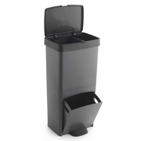 Cubo de basura 70L, VERTICAL, 2 compartimentos, papelera residuos, 76 cm, fácil gestión