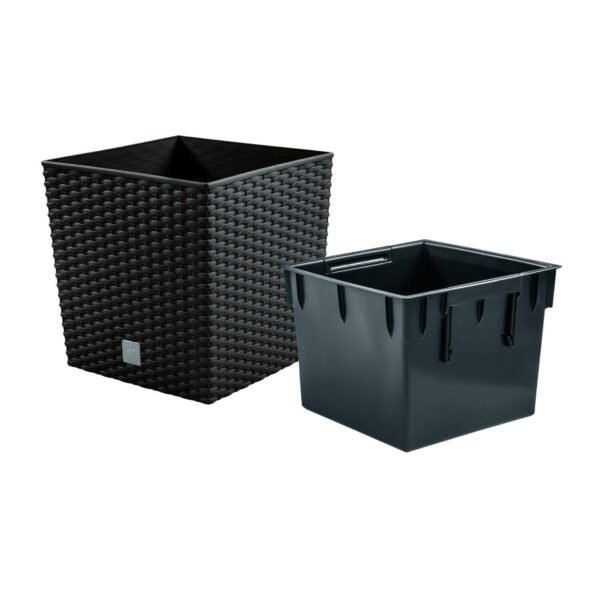 Maceta Rato 15,8 litros con cubilete para plantar en color antracita 26,2 x 26,2 x 26,6 cm. - Imagen 2