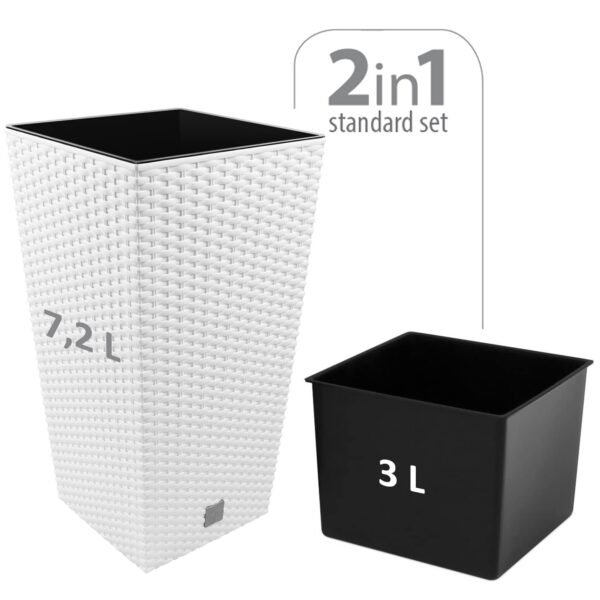 Maceta Rato de 7,2 litros con inserto 17 x 17 x 32,4 cm en color blanco - Imagen 2