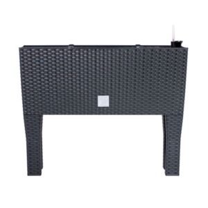 Jardinera alta rectangular 30 litros con autorriego color antracita 60 x 25 x 46 cm con patas