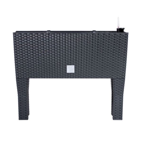 Jardinera alta rectangular 30 litros con autorriego color antracita 60 x 25 x 46 cm con patas