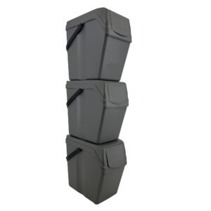 Set de 3 cubos de basura KEDEN SORTIBOX para reciclado, gris, volumen 3x25L