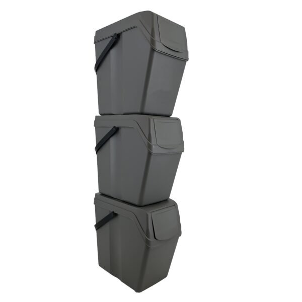 Set de 3 cubos de basura KEDEN SORTIBOX para reciclado, gris, volumen 3x25L