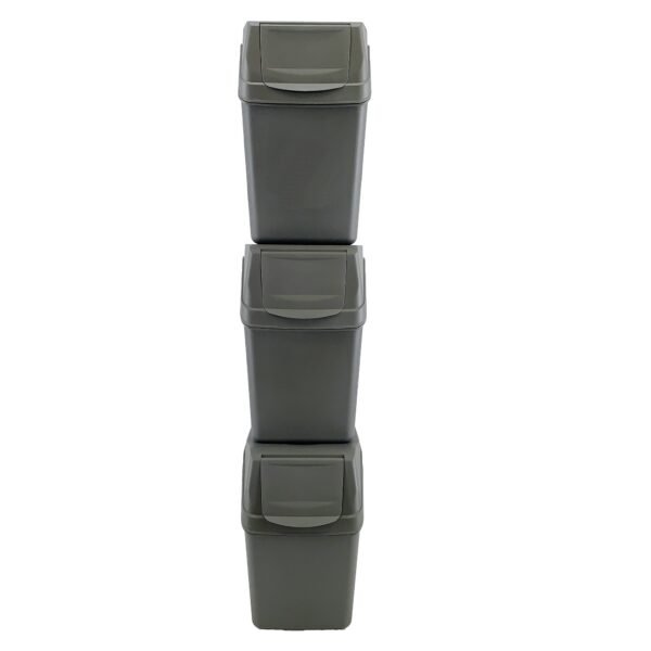 Set de 3 cubos de basura KEDEN SORTIBOX para reciclado, gris, volumen 3x25L - Imagen 2