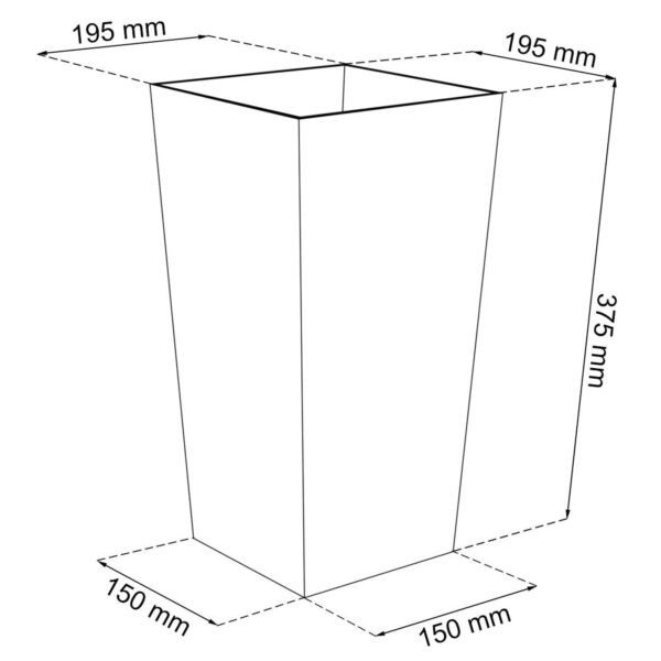 Maceta alta 11,4 L Prosperplast Urbi Square Effect de plástico CON depósito en color Antracita, 37,5 (alto) x 19,5 (ancho) x 19,5 (profundo) cms - Imagen 3