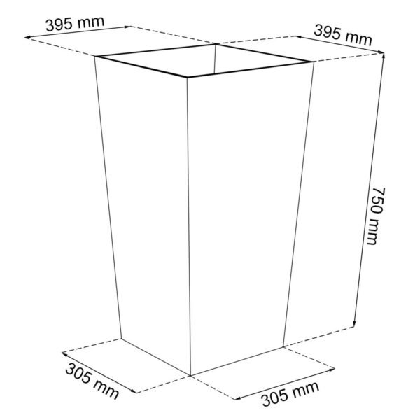 Maceta alta 91,5 L Prosperplast Urbi Square Effect de plástico CON depósito en color Antracita, 75 (alto) x 40 (ancho) x 40 (profundo) cms - Imagen 3