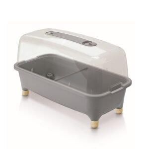 Huerto domestico/jardinera baja, con tapa de policarbonato para proteger tus plantas  l prosperplast respana planter wood low set de plástico en color