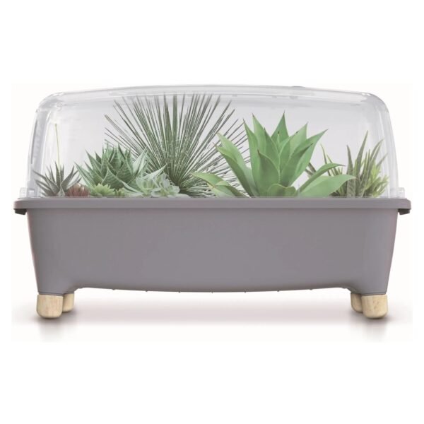 Huerto domestico/jardinera baja, con tapa de policarbonato para proteger tus plantas  l prosperplast respana planter wood low set de plástico en color - Imagen 3