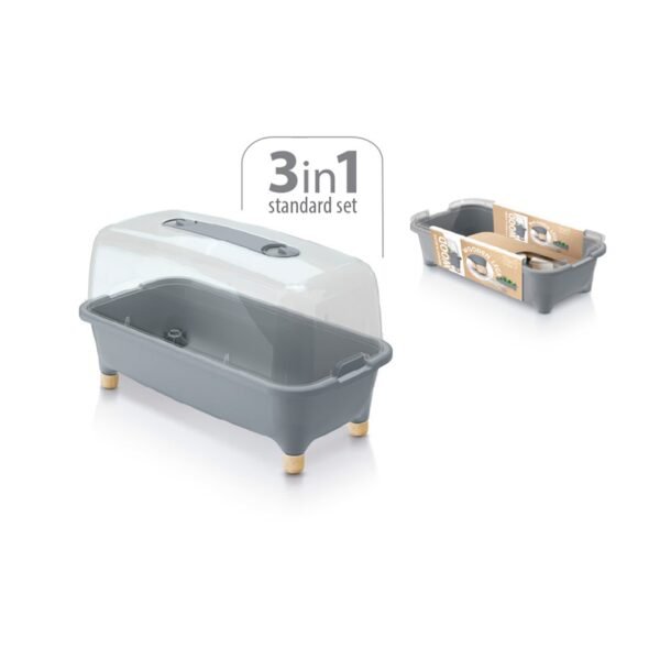 Huerto domestico/Jardinera baja, con tapa de policarbonato para proteger tus plantas  L Prosperplast Respana Planter Wood Low Set de plástico en color - Imagen 2