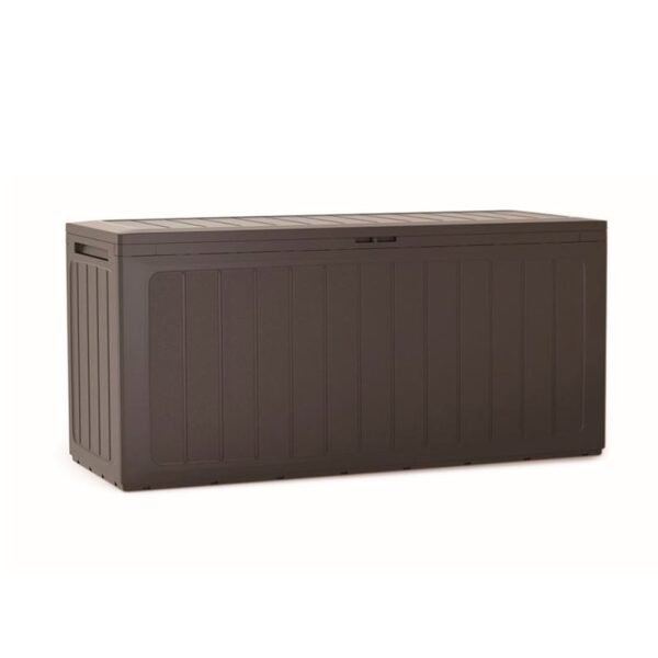 Baul de jardin 280 litros Prosperplast Boardebox de plastico en color ocre oscuro 116 x 43,3 x 55 cm
