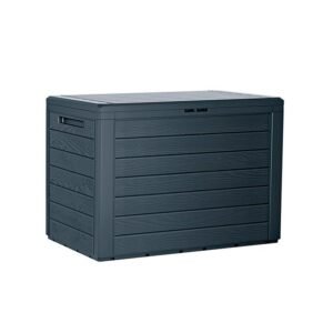 Baul de jardin 190 litros Prosperplast Woodebox de plastico en color antracita 78 x 43,3 x 55 cm