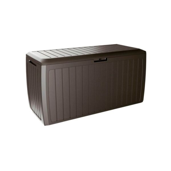 Baul de jardin 290 litros Prosperplast Boxe Board de plastico en color ocre oscuro 116,6 x 47 x 59,5 cm