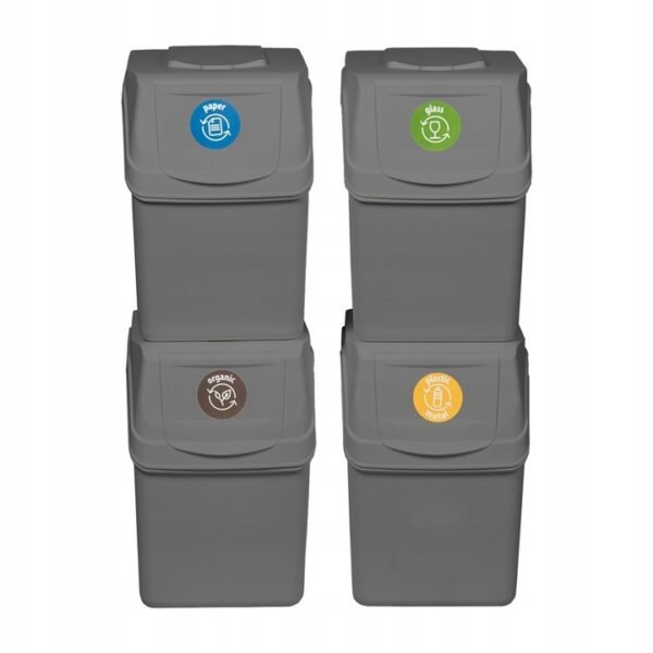 Set de 4 cubos de basura KEDEN SORTIBOX para reciclado, gris, volumen 4x20L - Imagen 3