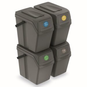 Set de 4 cubos de basura KEDEN SORTIBOX para reciclado, gris, volumen 4x25L