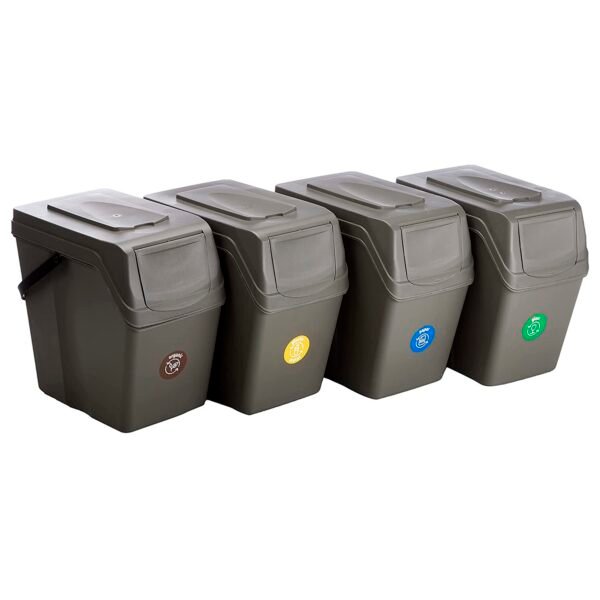 Set de 4 cubos de basura KEDEN SORTIBOX para reciclado, gris, volumen 4x25L - Imagen 3