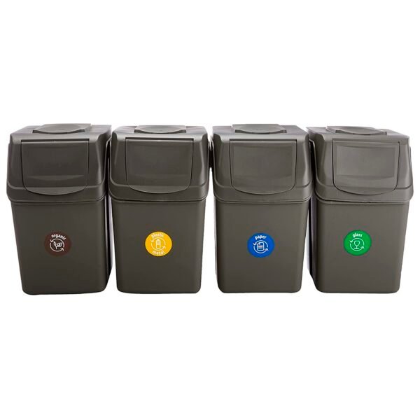 Set de 4 cubos de basura KEDEN SORTIBOX para reciclado, gris, volumen 4x25L - Imagen 4